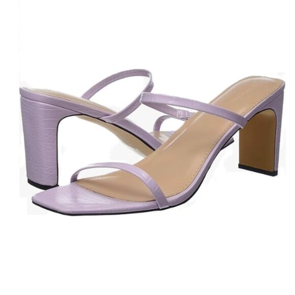 The Drop Women's Avery Square Toe Two Strap High Heeled Sandal - Picture 1 of 8